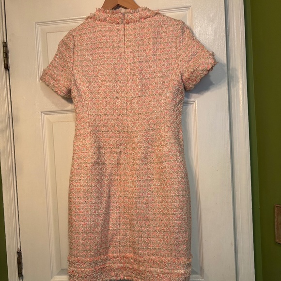 Pastel Pink Tweed Boucle Sequin Sparkle Chanel Style Dress - Picture 7 of 8